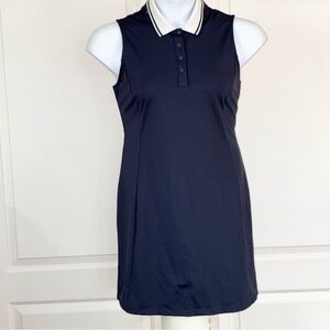 Tommy Bahama Navy White Collared Sleeveless Golf Dress Large Stretch